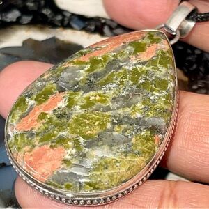 Large Unakite Jasper Pendant 2 1/2”